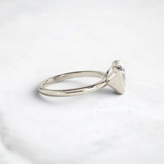 Half-Bezel Asscher Cut 3.0CT Moissanite Engagement Ring, Tall Band