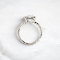 Half-Bezel Asscher Cut 3.0CT Moissanite Engagement Ring, Tall Band