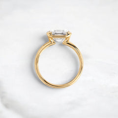 Half-Bezel Asscher Cut 3.0CT Moissanite Engagement Ring, Tall Band
