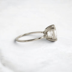 Asscher Cut 3CT Mossinite Engagement Pave Ring, Two On Each Side Focal Stone.