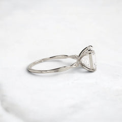 Asscher Shape Moissanite Twisted Pave Band Engagement Ring Accented Six Round Cut