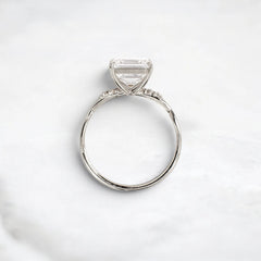 Asscher Shape Moissanite Twisted Pave Band Engagement Ring Accented Six Round Cut