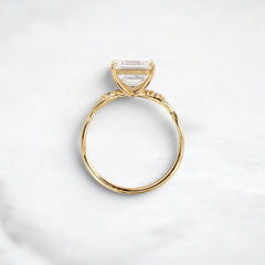 Asscher Shape Moissanite Twisted Pave Band Engagement Ring Accented Six Round Cut