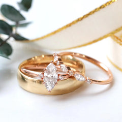 0.26ctw Marquise and Round Cut Half Eternity Wedding Band