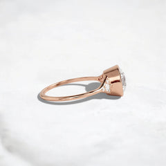 Bezel Round 2CT Moissanite Diamond Engagement Ring, Handmade Cluster Style