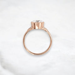 Bezel Round 2CT Moissanite Diamond Engagement Ring, Handmade Cluster Style