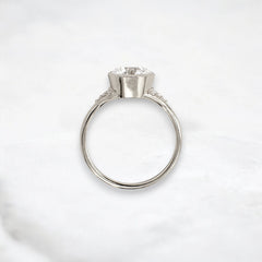 Bezel Round 2CT Moissanite Diamond Engagement Ring, Handmade Cluster Style