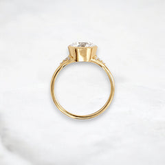 Bezel Round 2CT Moissanite Diamond Engagement Ring, Handmade Cluster Style