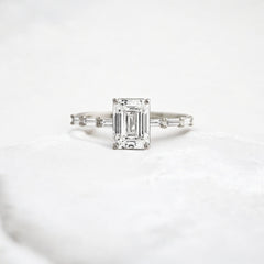 Affordable alternative Baguette diamond Pave band engagement ring