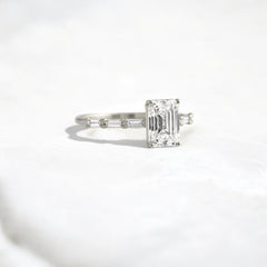 Affordable alternative Baguette diamond Pave band engagement ring