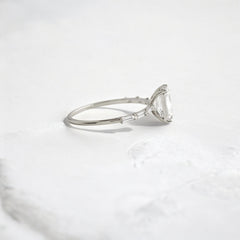 Affordable alternative Baguette diamond Pave band engagement ring