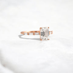 Affordable alternative Baguette diamond Pave band engagement ring