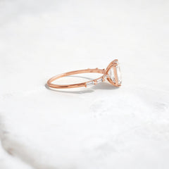 Affordable alternative Baguette diamond Pave band engagement ring