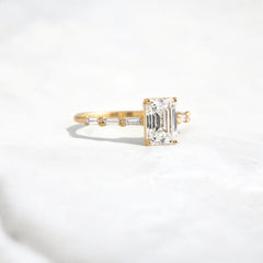 Affordable alternative Baguette diamond Pave band engagement ring