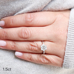 1.5CT Emerald Cut Moissanite Trillion Diamond Engagement Ring