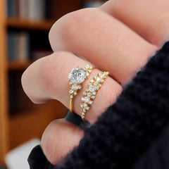 golden-bloom-round-moissanite-engagement-cluster-ring-model-gemfora-2