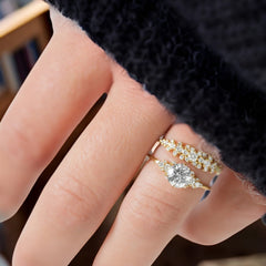 golden-bloom-round-moissanite-engagement-cluster-ring-model-gemfora-3