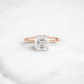Handcrafted 2.0CT Asscher Cut Moissanite Hidden Halo Ring in 14K Gold