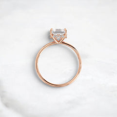 Handcrafted 2.0CT Asscher Cut Moissanite Hidden Halo Ring in 14K Gold