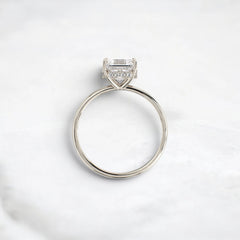 Handcrafted 2.0CT Asscher Cut Moissanite Hidden Halo Ring in 14K Gold