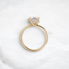 Handcrafted 2.0CT Asscher Cut Moissanite Hidden Halo Ring in 14K Gold
