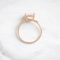 Handcrafted 2.0CTW Princess Cut Moissanite Engagement Ring with Accent Diamonds