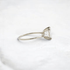 Handcrafted 2.0CTW Princess Cut Moissanite Engagement Ring with Accent Diamonds