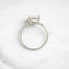 Handcrafted 2.0CTW Princess Cut Moissanite Engagement Ring with Accent Diamonds