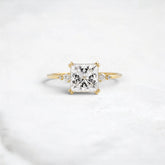 Handcrafted 2.0CTW Princess Cut Moissanite Engagement Ring with Accent Diamonds