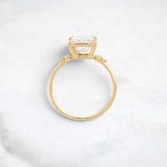Handcrafted 2.0CTW Princess Cut Moissanite Engagement Ring with Accent Diamonds