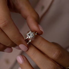 Handcrafted 2.0CTW Princess Cut Moissanite Engagement Ring with Accent Diamonds
