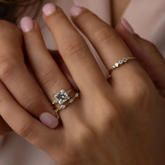 Handcrafted 2.0CTW Princess Cut Moissanite Engagement Ring with Accent Diamonds