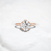 Handmade 2CT Round Halo Moissanite Engagement Ring Four Triple Prongs