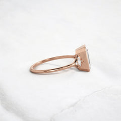 Luxury bezel handmade Cluster emerald cut engagement ring