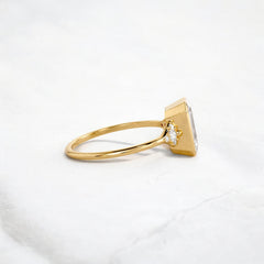 Luxury bezel handmade Cluster emerald cut engagement ring