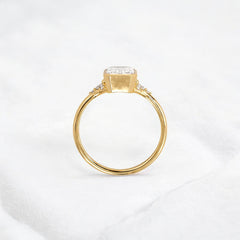 Luxury bezel handmade Cluster emerald cut engagement ring