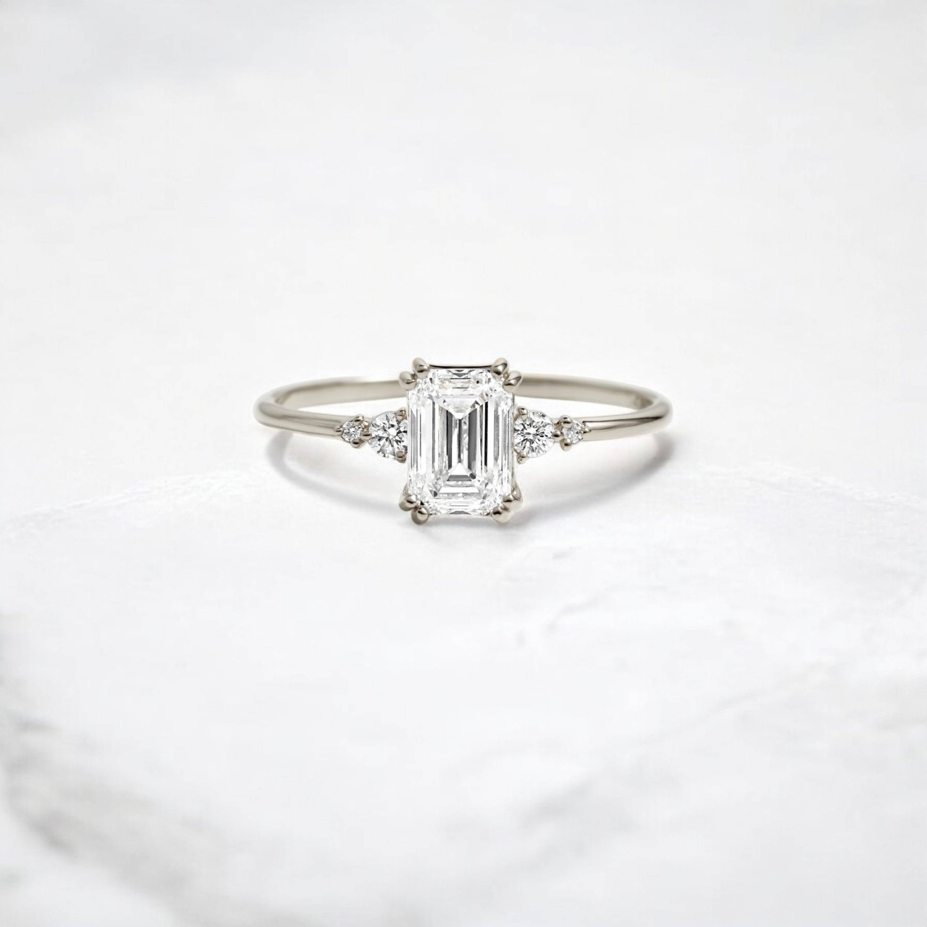 handmade-cluster-emerald-double-prong-moissanite-engagement-ring-1-01-white-gold-gemfora-1