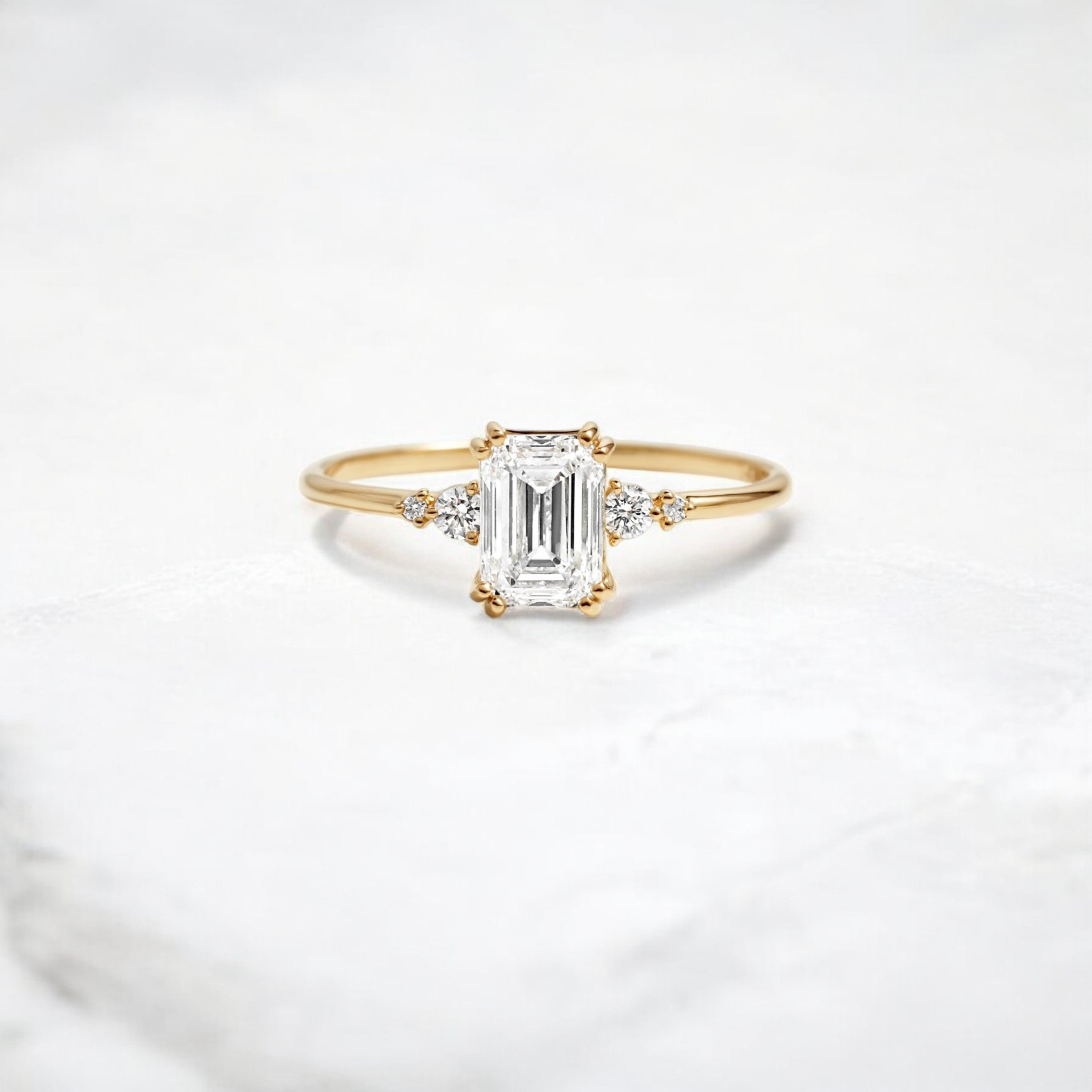 handmade-cluster-emerald-double-prong-moissanite-engagement-ring-1-01-yellow-gold-gemfora-1