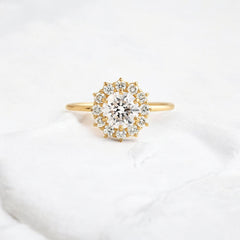 handmade-round-cut-1-ct-moissanite-sunflower-halo-engagement-ring-yellow-gold-gemfora