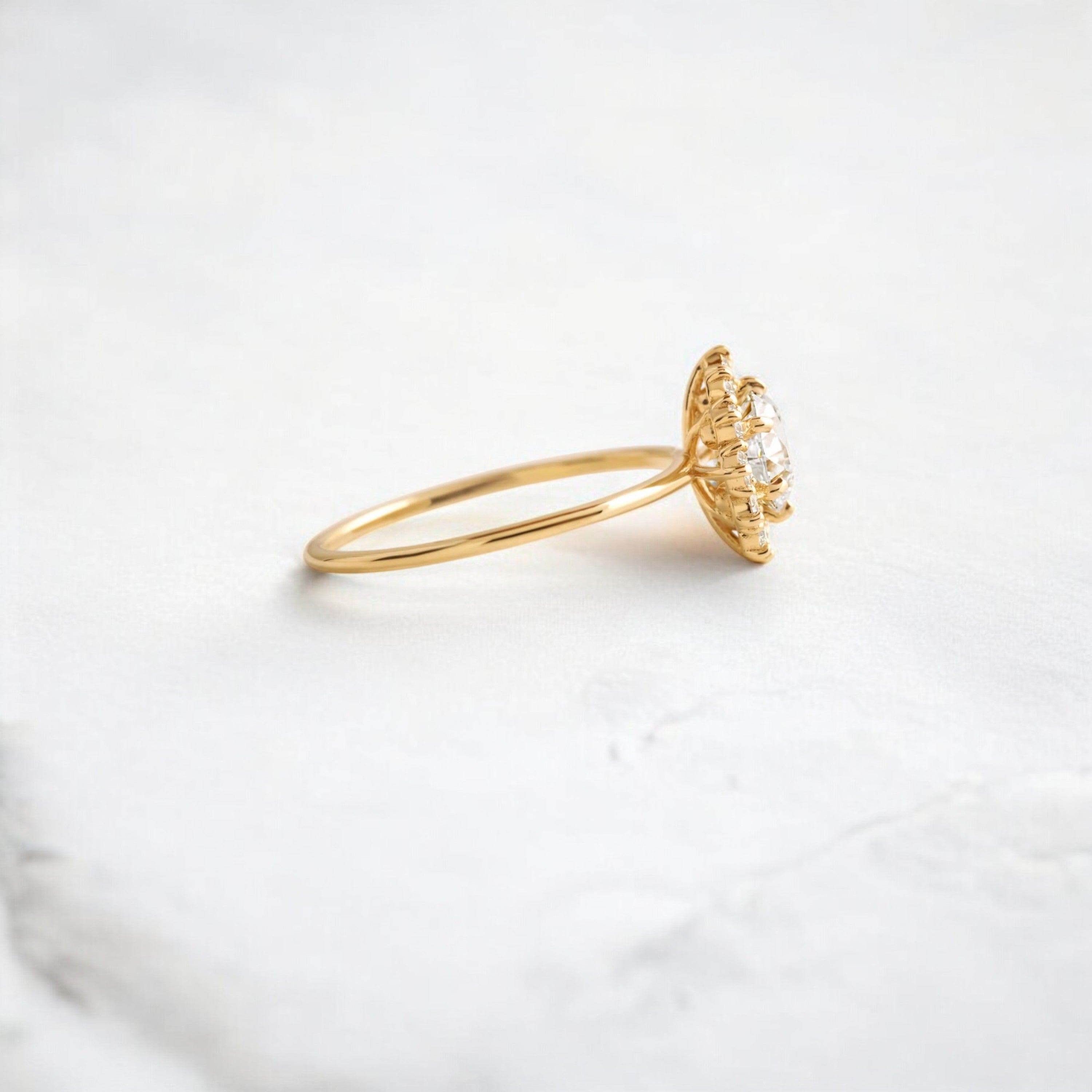 handmade-round-cut-1-ct-moissanite-sunflower-halo-engagement-ring-yellow-gold-gemfora