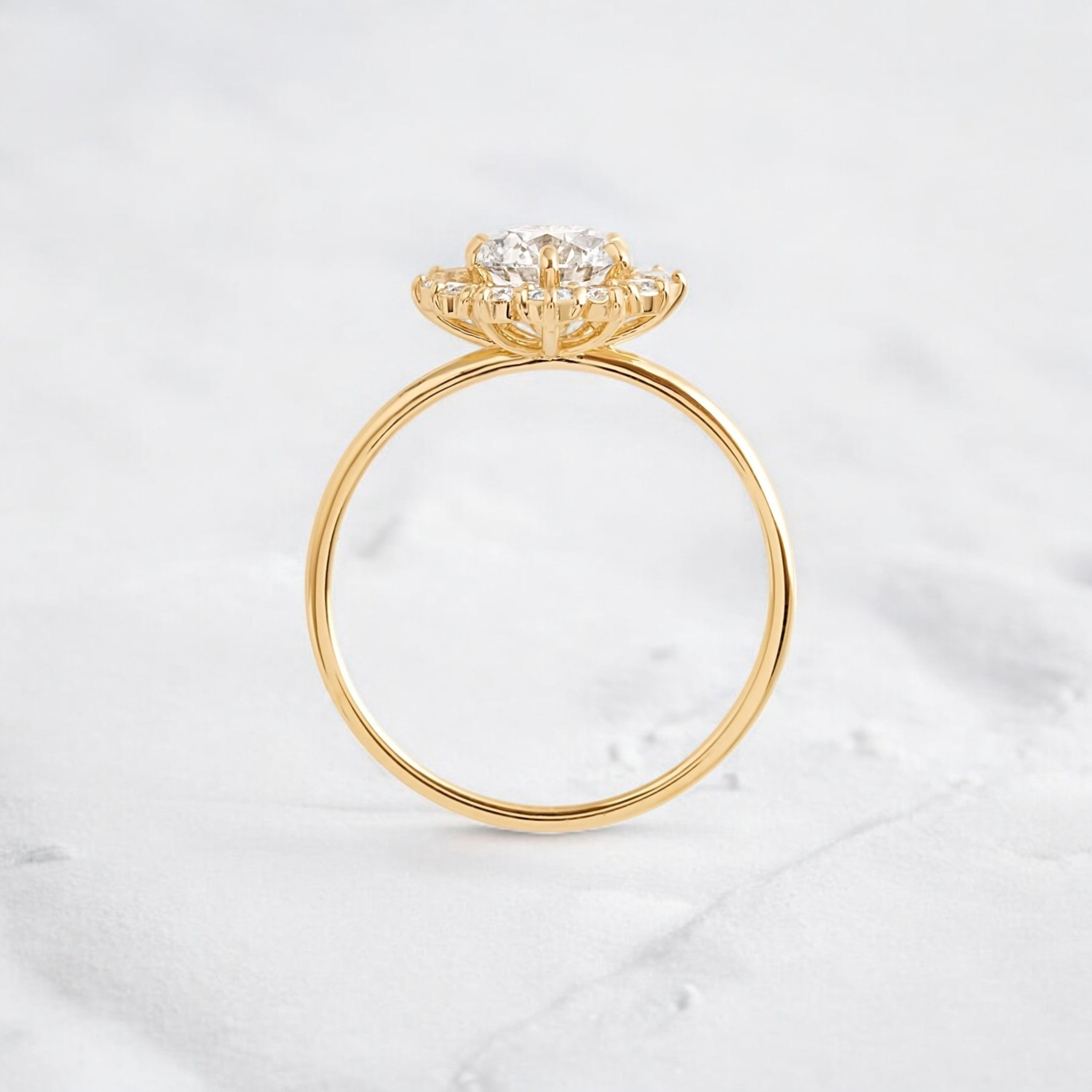 handmade-round-cut-1-ct-moissanite-sunflower-halo-engagement-ring-yellow-gold-gemfora