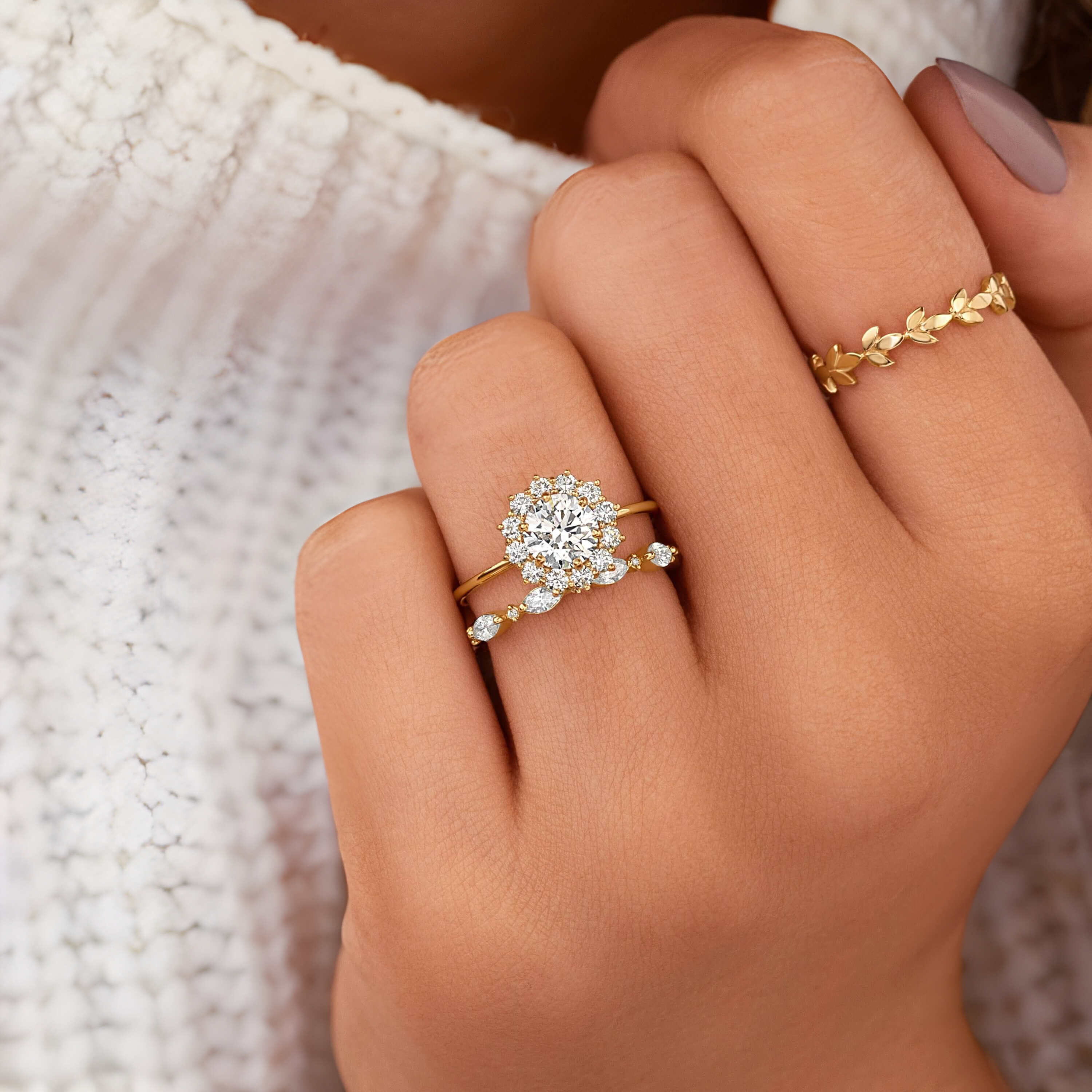 handmade-round-cut-1-ct-moissanite-sunflower-halo-engagement-ring-yellow-gold-gemfora