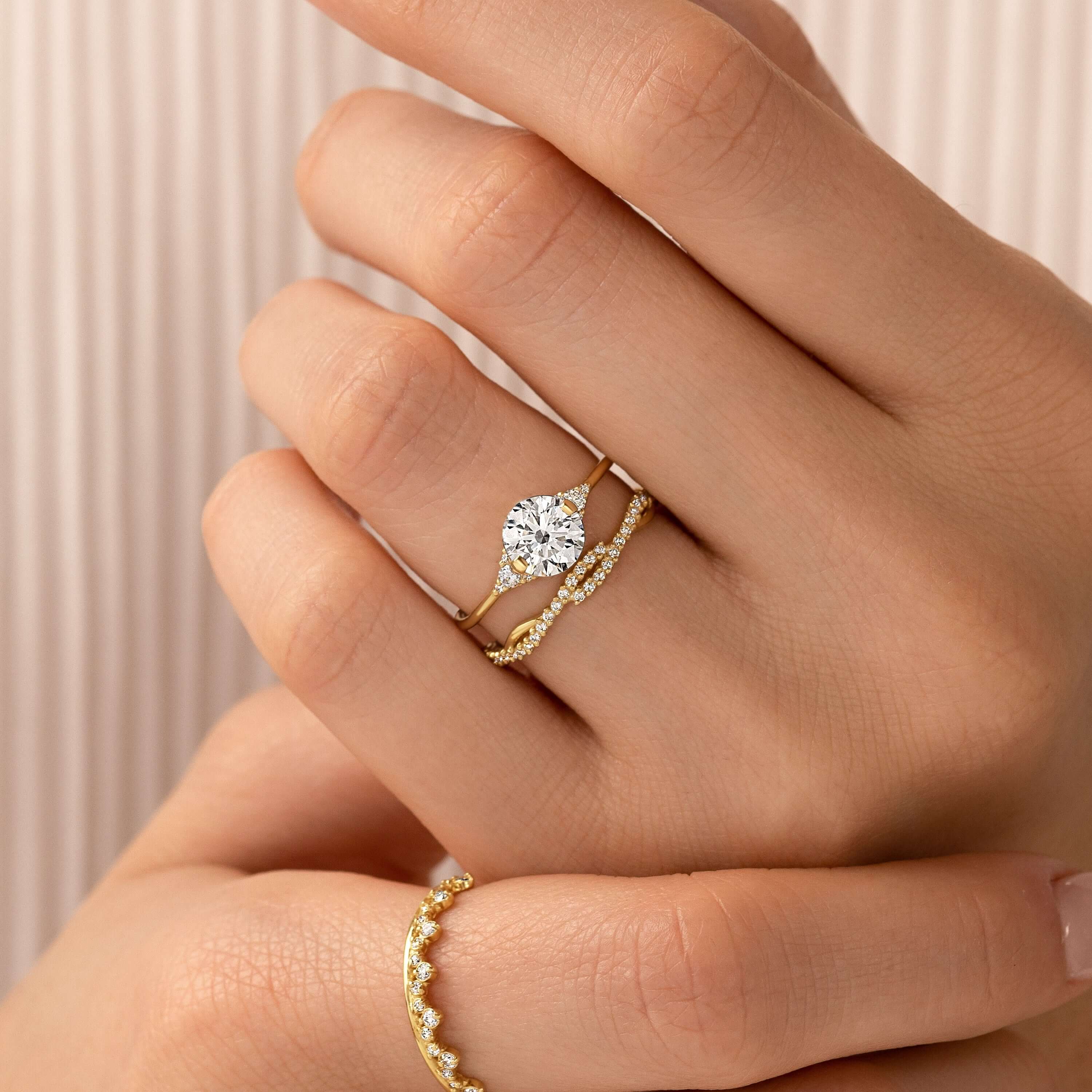 handmade-round-cut-1.14ct-moissanite-engagement-ring-with-closed-basket-and-two-tab-prongs-yellow-gold-gemfora-6