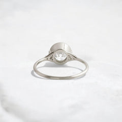 Handmade 2.07 ct Round Cut Moissanite Engagement Ring And Closed Basket With Two Tab Prongs