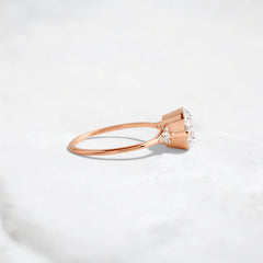 Handmade 2.07 ct Round Cut Moissanite Engagement Ring And Closed Basket With Two Tab Prongs