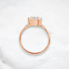 Handmade 2.07 ct Round Cut Moissanite Engagement Ring And Closed Basket With Two Tab Prongs