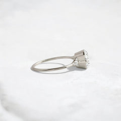 Handmade 2.07 ct Round Cut Moissanite Engagement Ring And Closed Basket With Two Tab Prongs