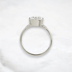 Handmade 2.07 ct Round Cut Moissanite Engagement Ring And Closed Basket With Two Tab Prongs