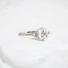 Handmade 2.07 ct Round Cut Moissanite Engagement Ring And Closed Basket With Two Tab Prongs