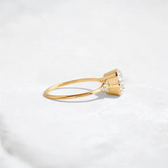 Handmade 2.07 ct Round Cut Moissanite Engagement Ring And Closed Basket With Two Tab Prongs